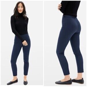 Everlane The Side-Zip Stretch Cotton Pant Size 6 Legging Skinny Navy Blue EUC A3